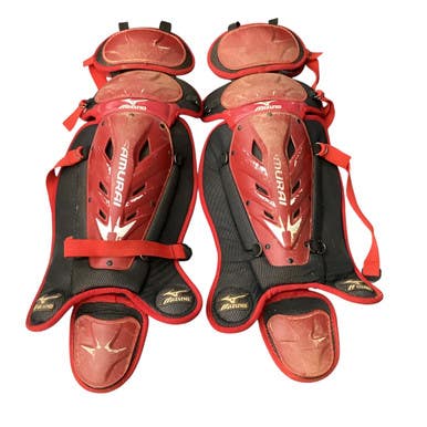 Used Mizuno SAMURAI Catchers Leg Guards Red Adult 11760-S000083414
