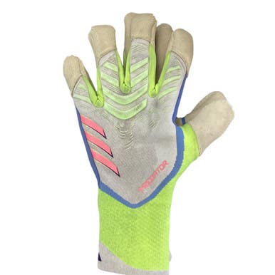 Used Adidas PREDATOR URG 2.0 Soccer Goalie Gloves Lime And White 9 11760-S000083394