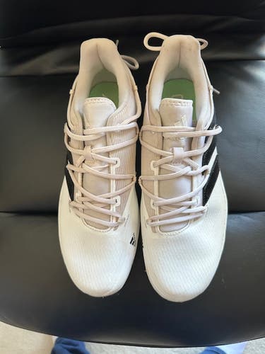 White Men's Size M 9.5 (W 10.5) Adult Adidas Low Top Adizero Afterburner 8 Metal (Used)