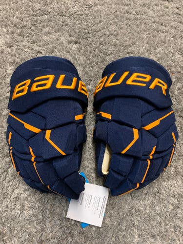 Bauer Supreme Mach Pro Stock Hockey Gloves 13" Blue/Yellow