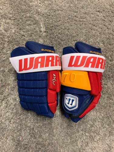 Warrior Franchise AX1 Pro Stock Hockey Gloves 13N Sundqvist St Louis Blues Reverse Retro