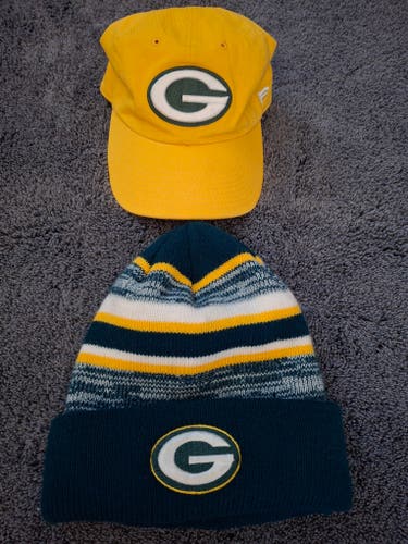 Green Bay Packers Team Logo Beanie Knit Hat And Strapback Hat