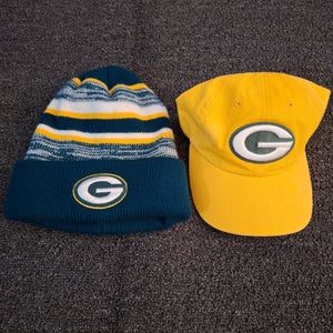 Green Bay Packers Team Logo Beanie Knit Hat And Strapback Hat