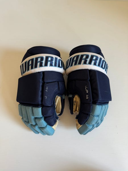 Used Warrior Alpha Pro Gloves 14" Pro Stock Navy/Baby Blue/White