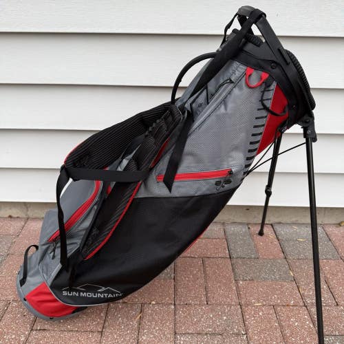 Sun Mountain 2.5 + Plus Lightweight Stand Carry Golf Bag Black Red Gray 4 Way