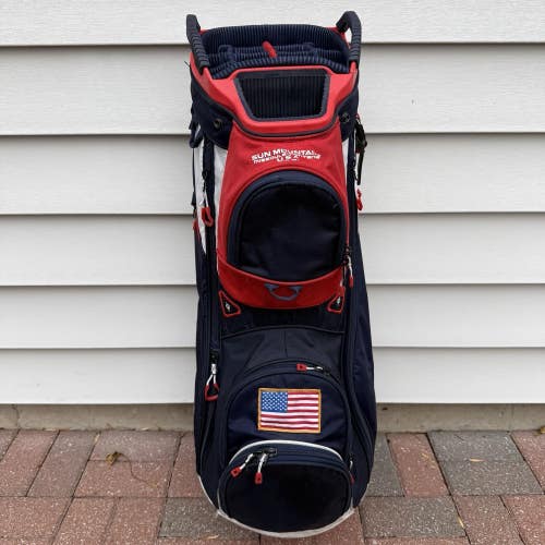 Sun Mountain USA Flag Red White Blue Cart Golf Bag 15 Way Dividers Raincover