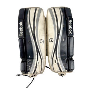 Used Reebok 4K YT Goalie Leg Pads Youth Black And White 22" 11506-S000290550