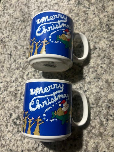 Russ Christmas Themed Ceramic Coffee Mugs Lot of 2