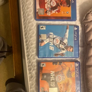 (Used) PS4 Games: Madden 20, FIFA 19, and NHL 19