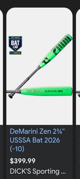 2026 DeMarini CF Zen Composite USSSA Certified Bat (-11) 17 oz 28" (New)