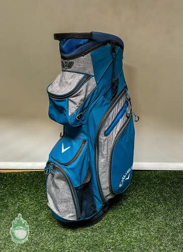 Used Callaway 14 Way Golf Cart Carry Bag Blue/Grey Rainhood Included