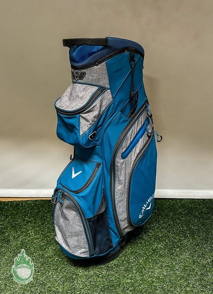 Used Callaway 14 Way Golf Cart Carry Bag Blue/Grey Rainhood Included