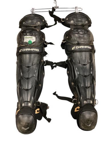 Used Champro BLK SHIN GUARDS Catchers Leg Guards Black Junior 11884-S000045338