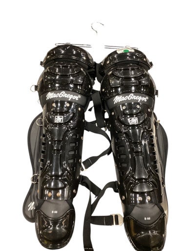 Used MacGregor BLACK SHINGUARDS Catchers Leg Guards Black Adult 11884-S000048386