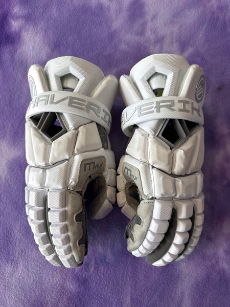White Maverik Max Lacrosse Gloves 13" (Used)