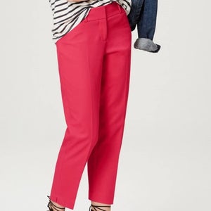 Ann Taylor Loft Julie curvy fit Riviera Pant tomato red Women' 10 ankle notched