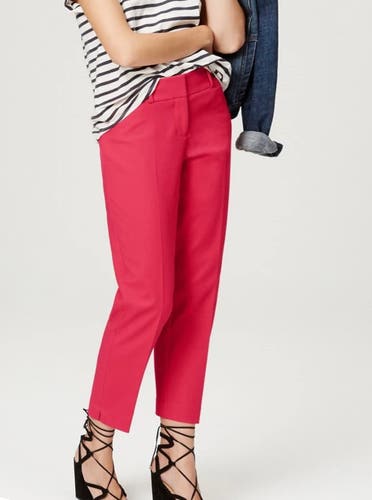 Ann Taylor Loft Julie curvy fit Riviera Pant tomato red Women' 10 ankle notched