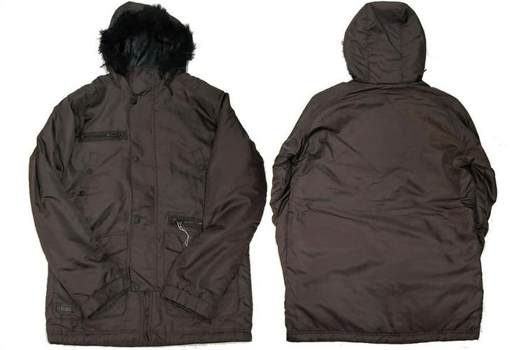 L1 Drifter Parka Insulated Snowboard Jacket Mens Large Brown New Removable Fur