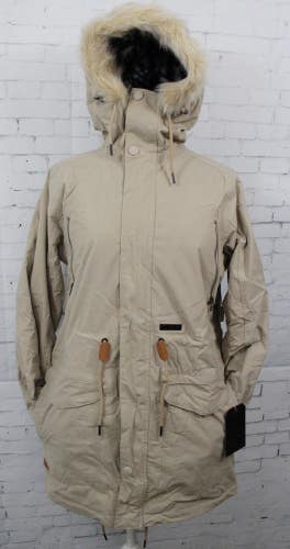 L1TA Hayden Parka Snowboard Jacket, Women's Size Small, Khaki New, Removable Fur