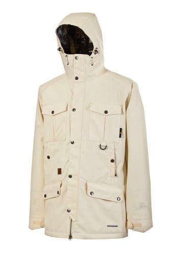 L1 Essex Parka Insulated Snowboard Jacket Mens Large Cream Oiled Off White New