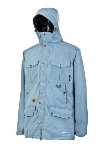 L1 Essex Parka Insulated Snowboard Jacket, Men's Large, Faded Blue Oiled New