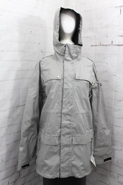 Ride Rainier Shell Snowboard Jacket, Men's Large, Rail Stripe / Gray New