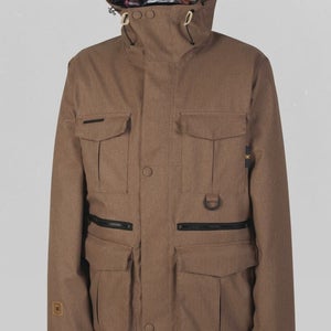 L1 Sham Premium Insulated Snowboard Jacket Mens XL Brown with Powder Skirt