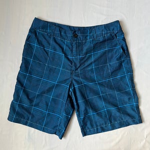 men's Mossimo hybrid Shorts utility and style Blue plaid size 34 pockets