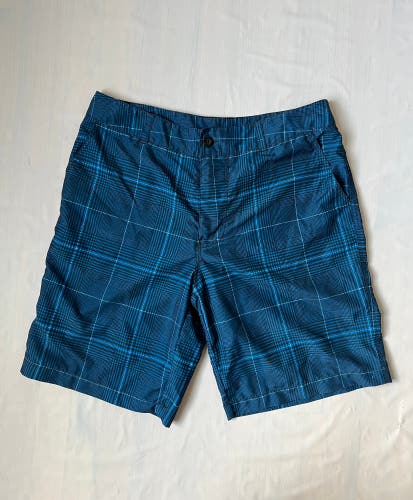 men's Mossimo hybrid Shorts utility and style Blue plaid size 34 pockets