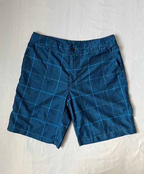 men's Mossimo hybrid Shorts utility and style Blue plaid size 34 pockets