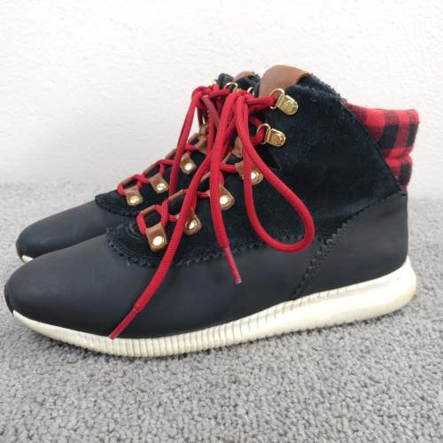 Cole Haan Zerogrand Hiker Boot Womens Size 8 Shoes Waterproof Black Red Plaid