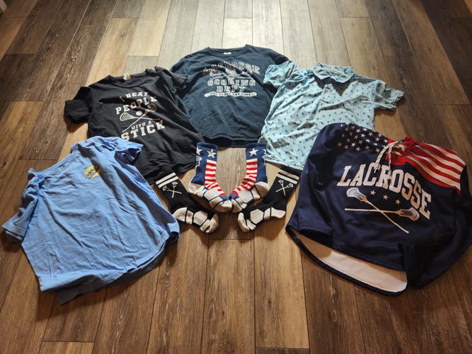 LOT OF LACROSSE CLOTHING | YOUTH LARGE BOY | LONG & SHORT SLEEVE | SWEATSHIRT