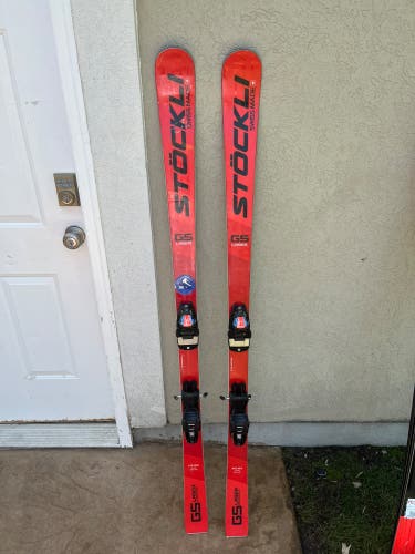 Stockli LASER GS FIS 160 cm Racing Skis With Bindings (Used)