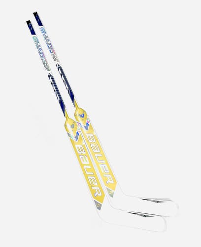 New 2 pack 25" Bauer Supreme Shadow Pro Stock Goalie Stick (white/gold/blue) - Regular, P31 Round