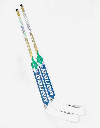New 2 pack 25" Bauer Supreme Shadow Pro Stock Goalie Stick (white/gold/blue/green) - Regular, P31