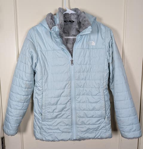 The North Face Mossbud Swirl Puffer Jacket Fleece Lined Coat Girl's Size: L Blue
