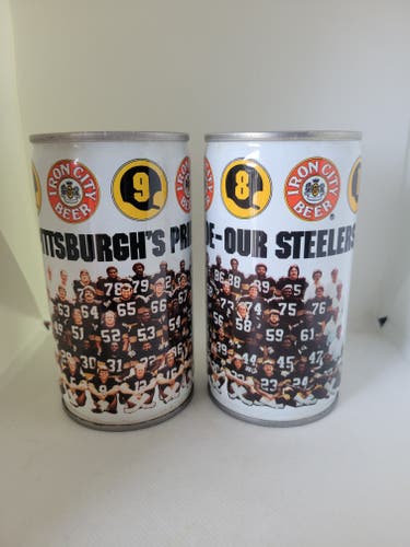 Pair of Vintage Iron City Beer Pittsburgh's Pride - Our Steelers Collectible Cans