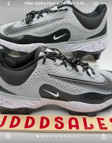 Gray Men's Size M 7.0 (W 8.0) Adult Nike Nike alpha huarache elite 4 Low Top Molded Cleats (Used)