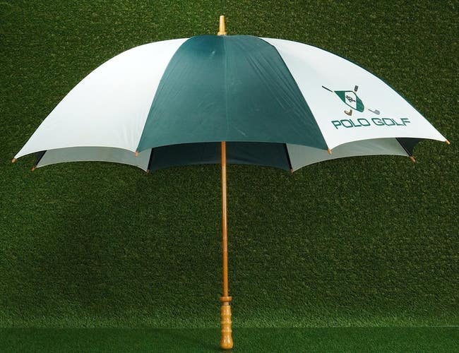 RALPH LAUREN POLO GOLF UMBRELLA, 52 WHITE / GREEN ~ VINTAGE!!