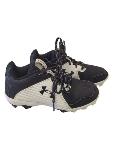 Used Under Armour BLK/WHT 3023449-002 CLEATS BB/SB Cleats Black And White Junior 03 11862-S000091463