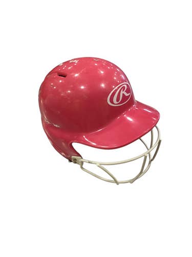 Used Rawlings SOFTBALL HELMET Batting Helmet w/Mask Pink SM 11884-S000054612