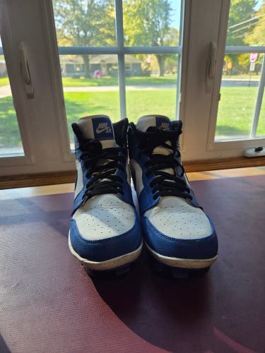 Blue Men's Size M 10.0 (W 11.0) Adult Nike High Top Molded Cleats (Used)