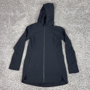 Lululemon Jacket Women 4 Black Hooded Long Glyde Along Softshell Water Resistant