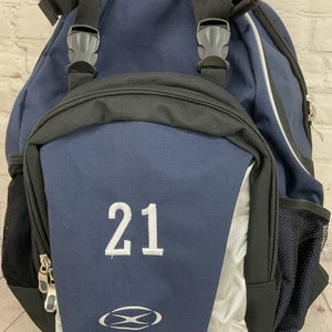 Xara Team Sports Backpack Number 21 Name Plate Rain Resistant Material Navy Blue