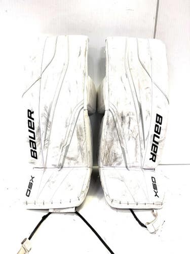 Used Bauer GSX LEG PADS Goalie Leg Pads Junior White 26" 11860-S000297637