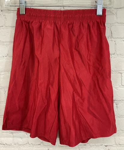 NECI MFG Youth's 100% Nylon Athletic Shorts Scarlett Red Medium