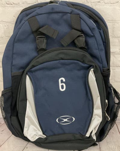 XARA Team Sport Backpack Number 6 Multiple Divider Water Resistant Material Blue