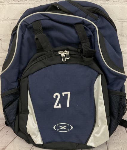 Xara Team Sports Backpack Number 27 Water Resistant Durable Material Navy Blue