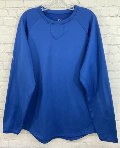 Majestic 26591 Adult's 100% Polyester Sweatshirt Royal Blue Medium