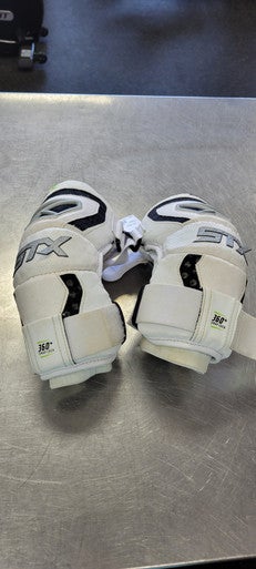 Used STX CELL V Lacrosse Arm Pads/Guards White MD 11497-S000153232